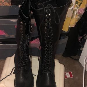 Full lace up wide calf books size 9 never worn